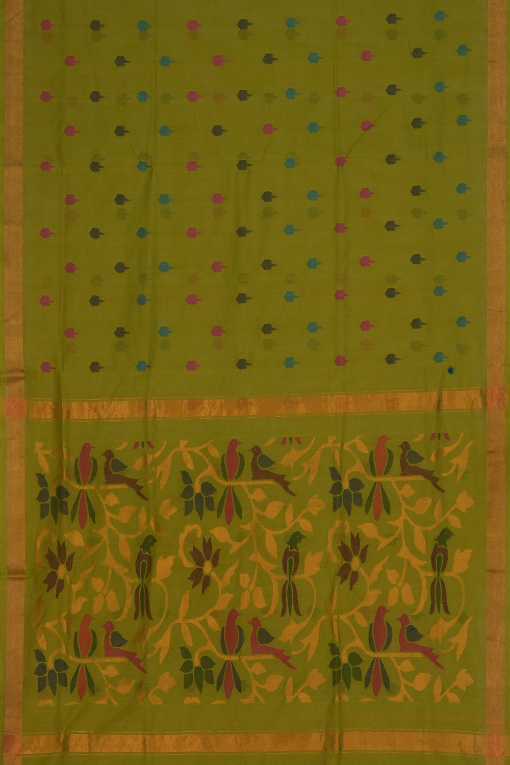 Image of Uppada Cotton Green Saree